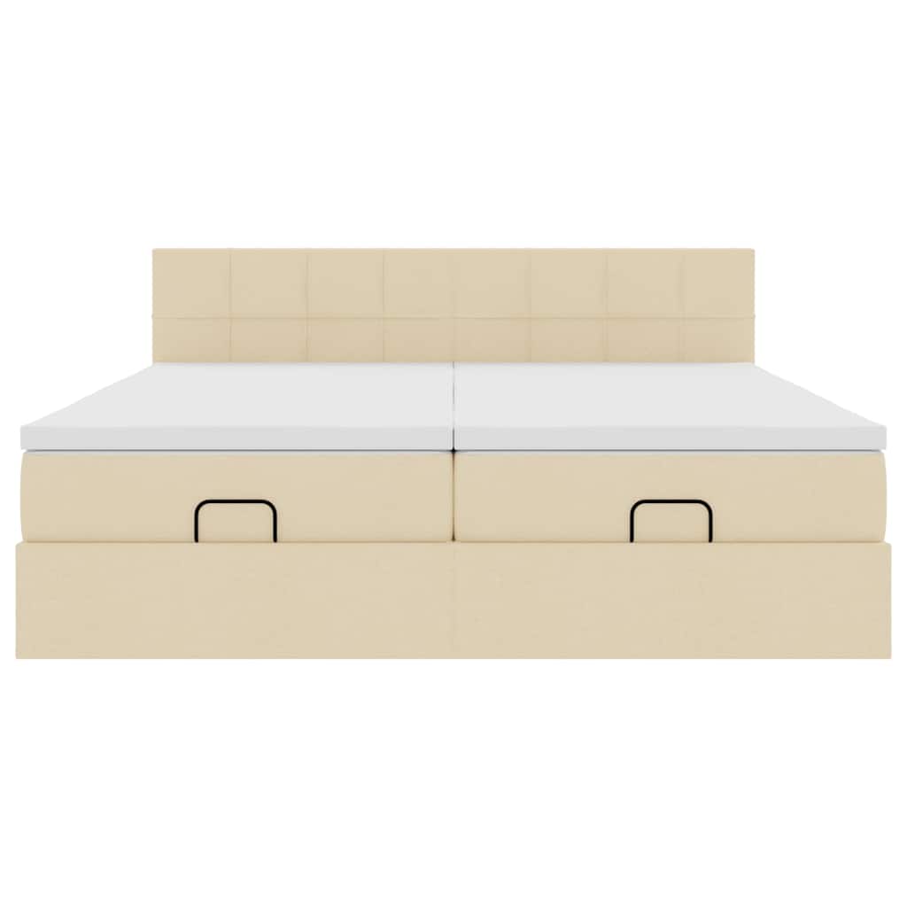 vidaXL Struttura Letto Pouf con Materassi Crema 200x200 cm in Tessuto