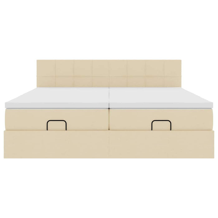 vidaXL Struttura Letto Pouf con Materassi Crema 200x200 cm in Tessuto