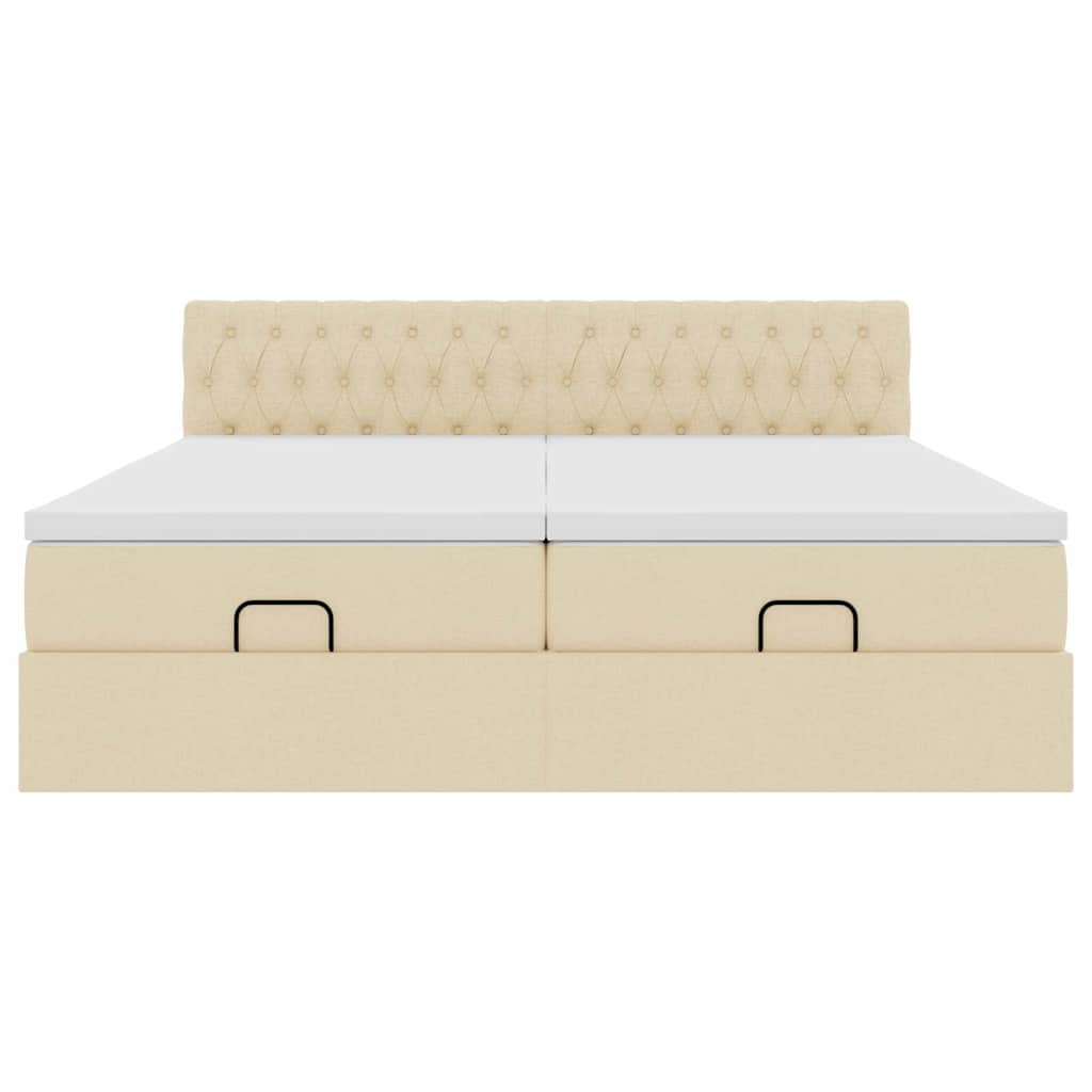 vidaXL Struttura Letto Pouf con Materassi Crema 200x200 cm in Tessuto