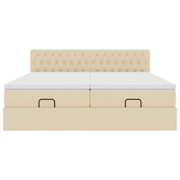 Struttura Letto Pouf con Materassi Crema 200x200 cm in Tessuto 3312876