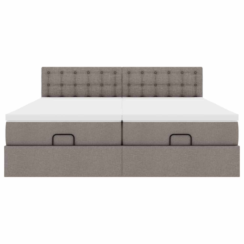Struttura Letto Pouf con Materassi Tortora 160x200cm in Tessuto 3312882