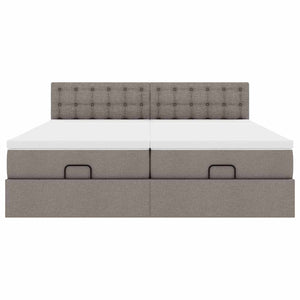 Struttura Letto Pouf con Materassi Tortora 160x200cm in Tessuto 3312882