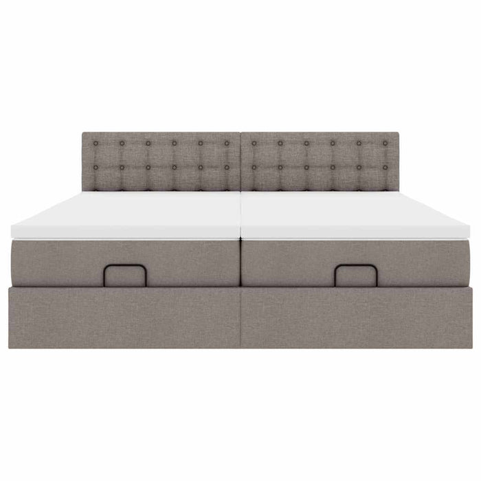 Struttura Letto Pouf con Materassi Tortora 160x200cm in Tessuto 3312882