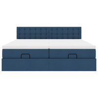 Struttura Letto Pouf con Materassi Blu 160x200 cm in Tessuto 3312884