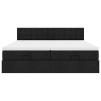 Struttura Letto Pouf con Materassi Nero 200x200 cm in Tessuto 3312894