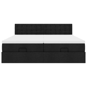 Struttura Letto Pouf con Materassi Nero 200x200 cm in Tessuto 3312894