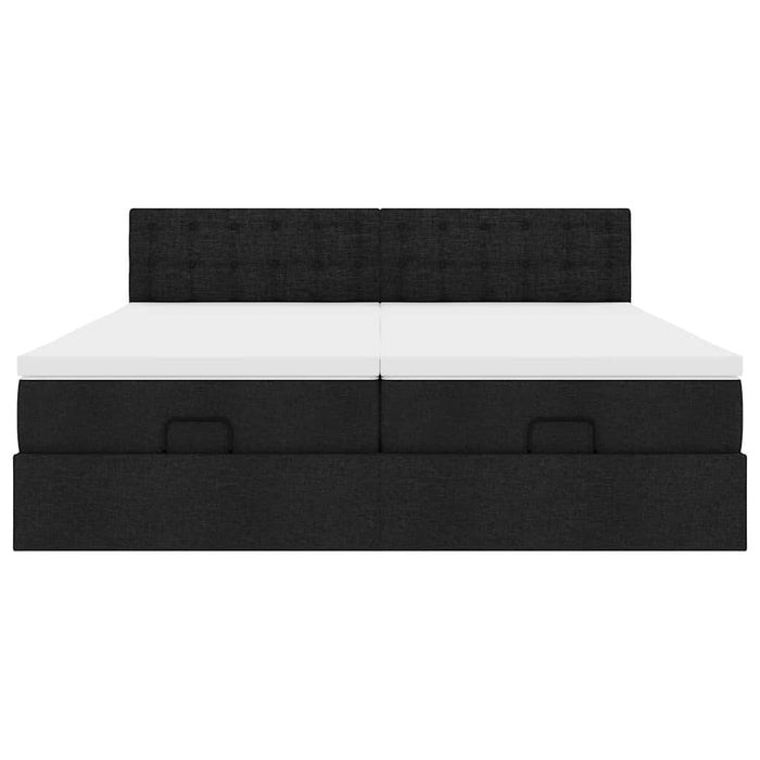 Struttura Letto Pouf con Materassi Nero 200x200 cm in Tessuto 3312894