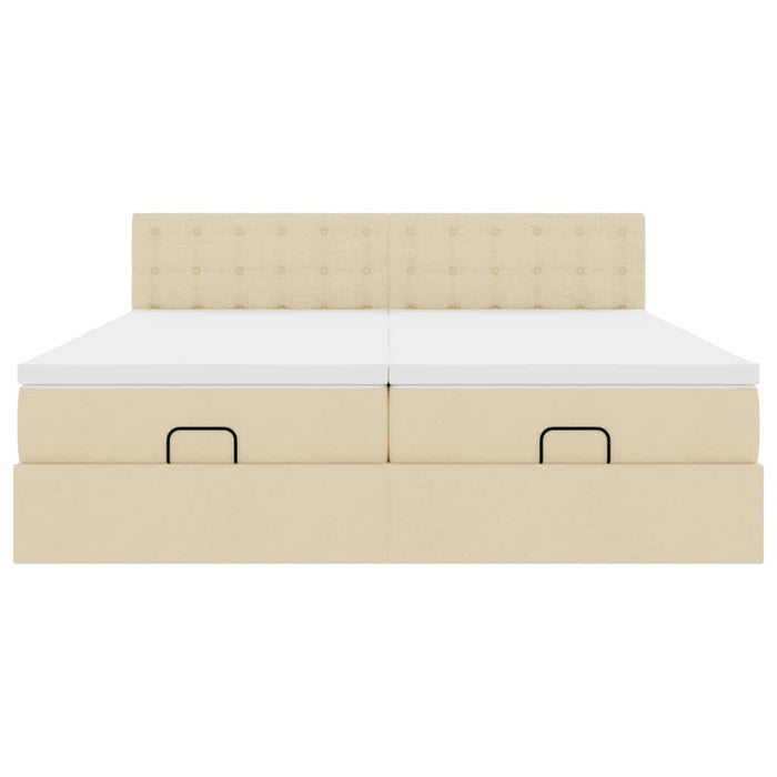 vidaXL Struttura Letto Pouf con Materassi Crema 200x200 cm in Tessuto