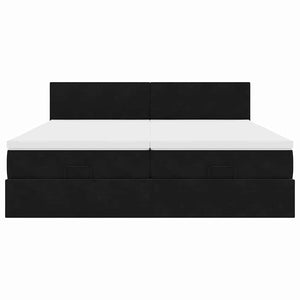 vidaXL Struttura Letto Pouf con Materassi Nero 200x200 cm Velluto