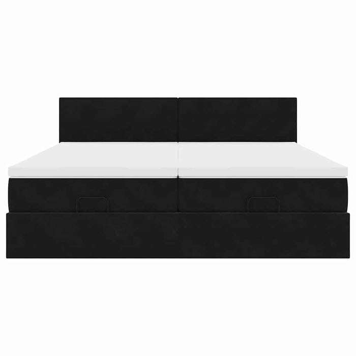 vidaXL Struttura Letto Pouf con Materassi Nero 200x200 cm Velluto