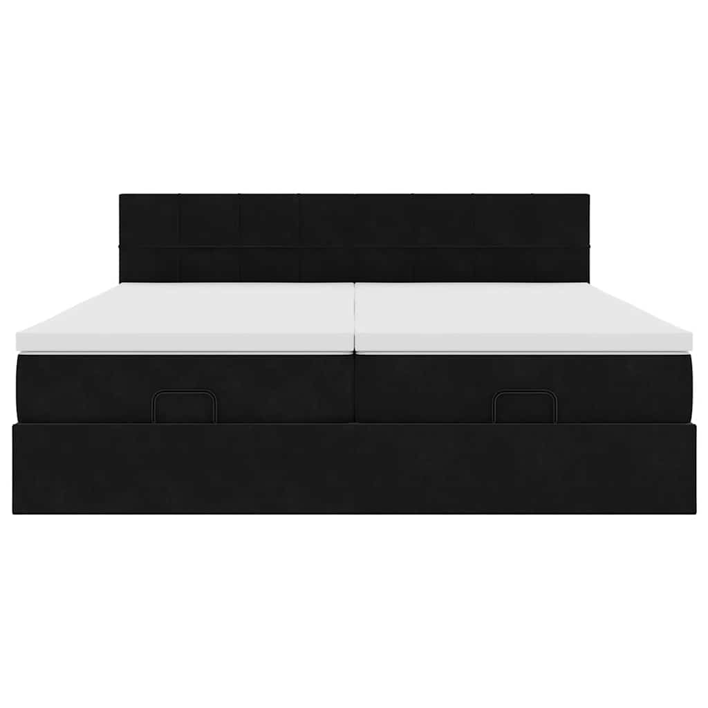 vidaXL Struttura Letto Pouf con Materassi Nero 200x200 cm Velluto