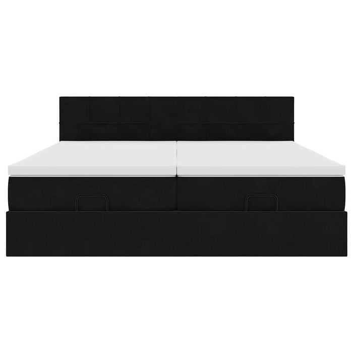 vidaXL Struttura Letto Pouf con Materassi Nero 200x200 cm Velluto
