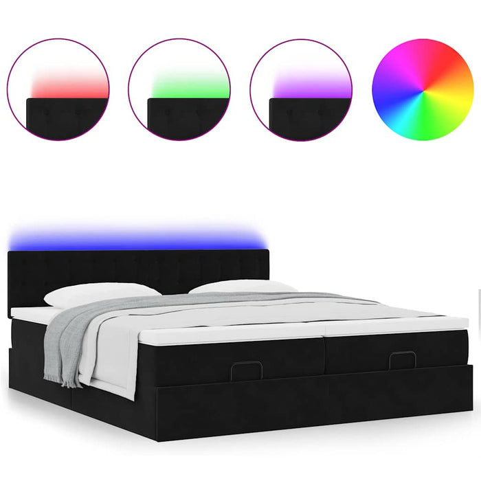 vidaXL Struttura Letto Pouf con Materassi Nero 200x200 cm Velluto