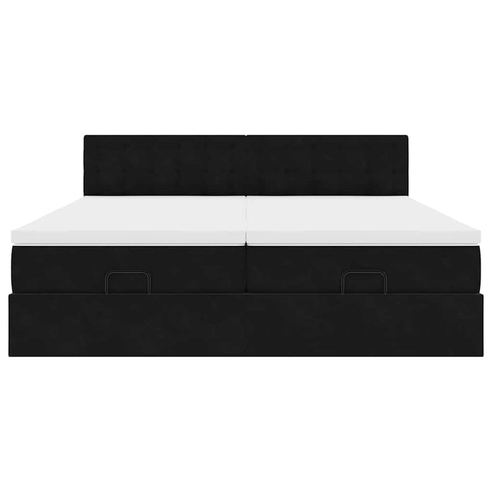 vidaXL Struttura Letto Pouf con Materassi Nero 200x200 cm Velluto