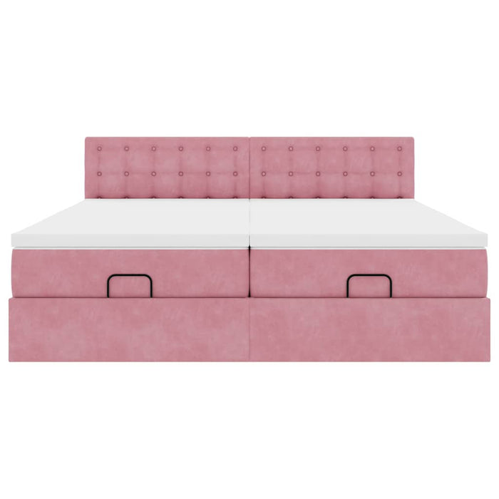 vidaXL Struttura Letto Pouf con Materassi Rosa 200x200 cm Velluto