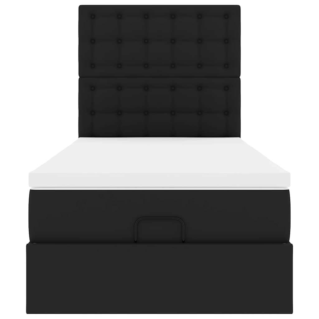 vidaXL Letto Pouf con Materasso Nero 80x200 cm Similpelle