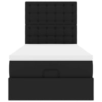 vidaXL Letto Pouf con Materasso Nero 80x200 cm Similpelle