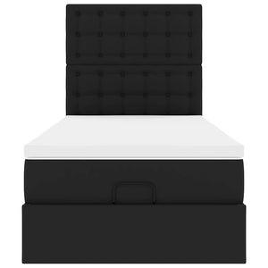 vidaXL Letto Pouf con Materasso Nero 80x200 cm Similpelle