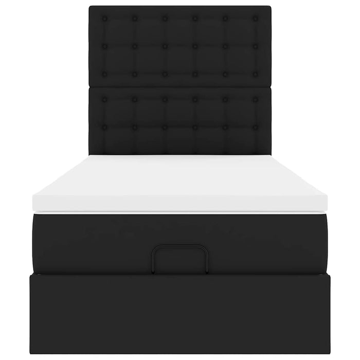 vidaXL Letto Pouf con Materasso Nero 80x200 cm Similpelle