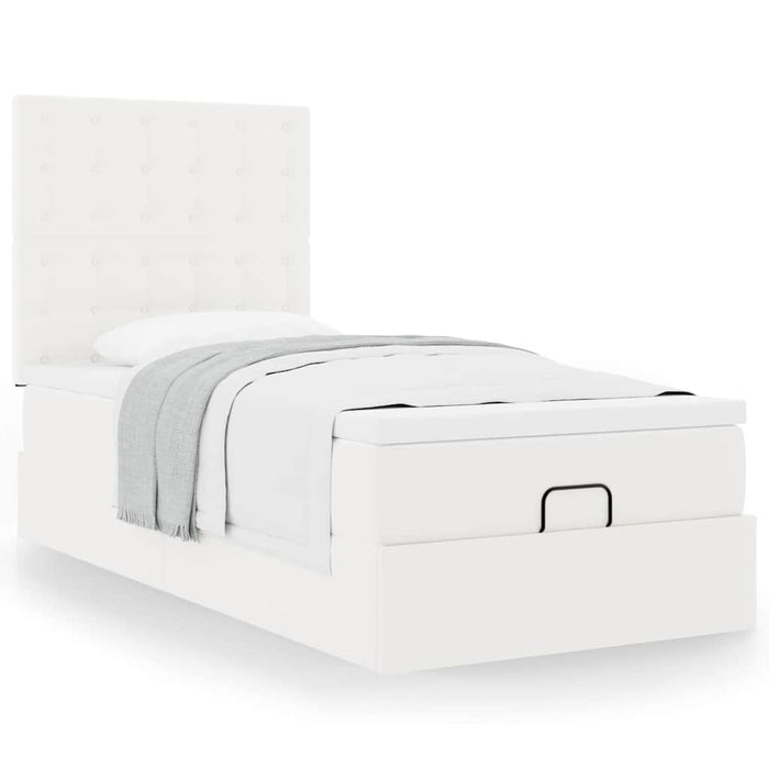 vidaXL Letto Pouf con Materasso Bianco 90x190 cm Similpelle