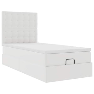 vidaXL Letto Pouf con Materasso Bianco 90x190 cm Similpelle