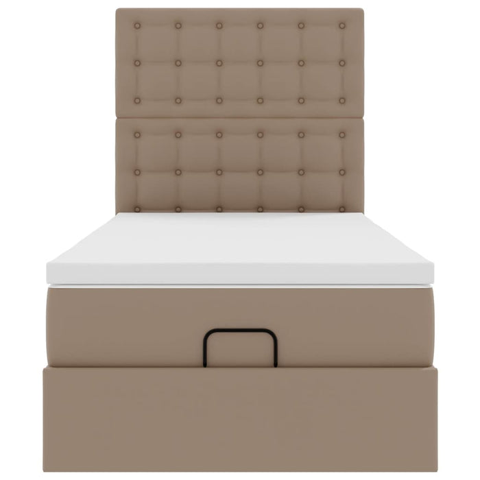 vidaXL Letto Pouf con Materasso Cappucino 90x190 cm Similpelle