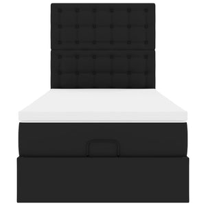 Letto Pouf con Materasso Nero 90x200 cm Similpelle