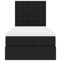 Letto Pouf con Materasso Nero 90x200 cm Similpelle 3312981