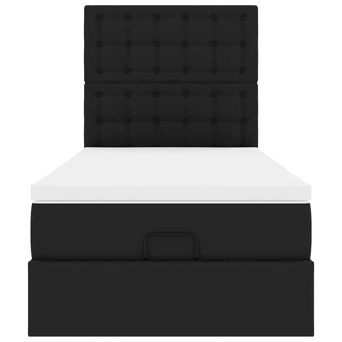 Letto Pouf con Materasso Nero 90x200 cm Similpelle 3312981