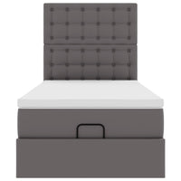 vidaXL Letto Pouf con Materasso Grigio 90x200 cm Similpelle