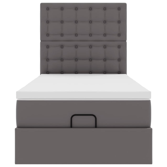 vidaXL Letto Pouf con Materasso Grigio 90x200 cm Similpelle