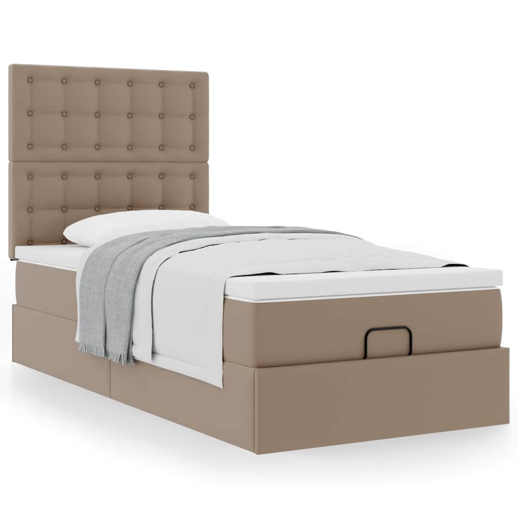 vidaXL Letto Pouf con Materasso Cappucino 100x200 cm Similpelle