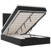 Struttura Letto Pouf con Materasso Nero 120x190 cm Similpelle 3312991