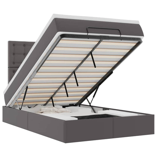 vidaXL Struttura Letto Pouf con Materasso Grigio 120x200 cm Similpelle