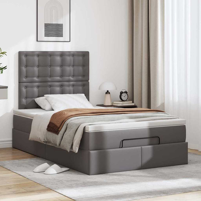 vidaXL Struttura Letto Pouf con Materasso Grigio 120x200 cm Similpelle