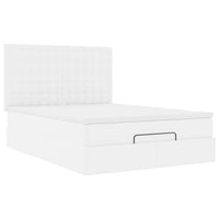 vidaXL Struttura Letto Pouf con Materasso Bianco 140x200 cm Similpelle