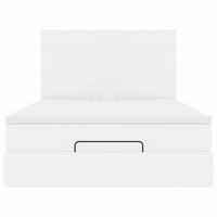 vidaXL Struttura Letto Pouf con Materasso Bianco 140x200 cm Similpelle