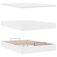 vidaXL Struttura Letto Pouf con Materasso Bianco 140x200 cm Similpelle