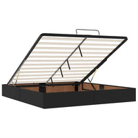 vidaXL Struttura Letto Pouf con Materasso Nero 160x200 cm Similpelle
