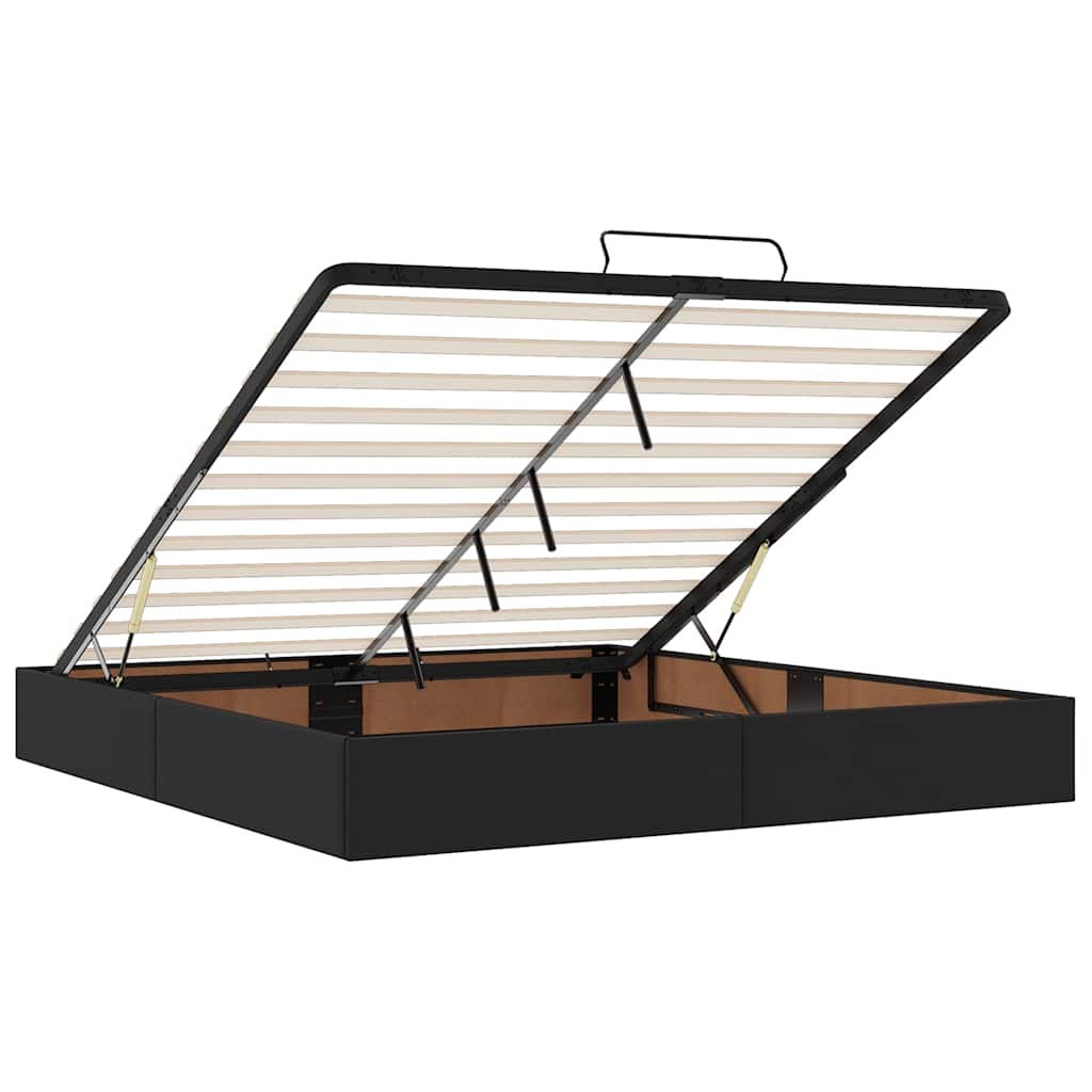 Struttura Letto Pouf con Materasso Nero 160x200 cm Similpelle 3313011