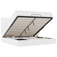 Struttura Letto Pouf con Materasso Bianco 160x200 cm Similpelle 3313012