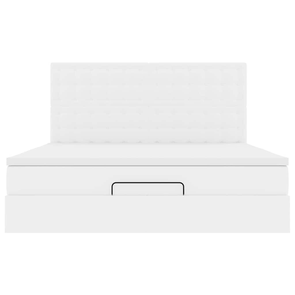 Struttura Letto Pouf con Materasso Bianco 160x200 cm Similpelle 3313012