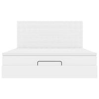 Struttura Letto Pouf con Materasso Bianco 160x200 cm Similpelle 3313012