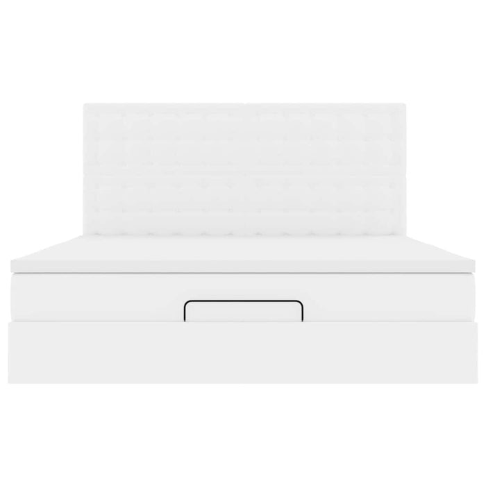 vidaXL Struttura Letto Pouf con Materasso Bianco 160x200 cm Similpelle