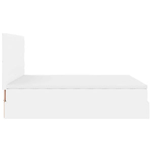 vidaXL Struttura Letto Pouf con Materasso Bianco 160x200 cm Similpelle