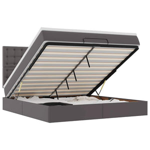 vidaXL Struttura Letto Pouf con Materasso Grigio 180x200 cm Similpelle