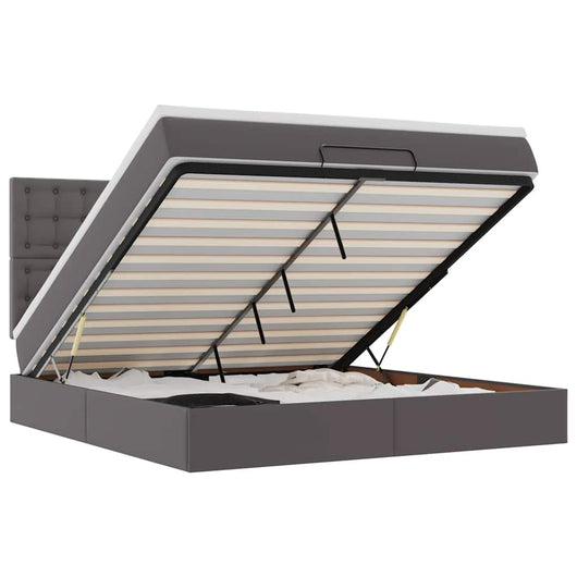 vidaXL Struttura Letto Pouf con Materasso Grigio 180x200 cm Similpelle