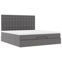 vidaXL Struttura Letto Pouf con Materasso Grigio 180x200 cm Similpelle