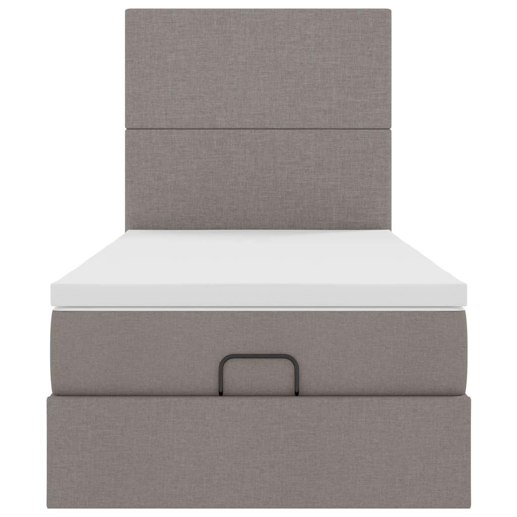 Struttura Letto Pouf con Materasso Tortora 90x190 cm in Tessuto 3313040