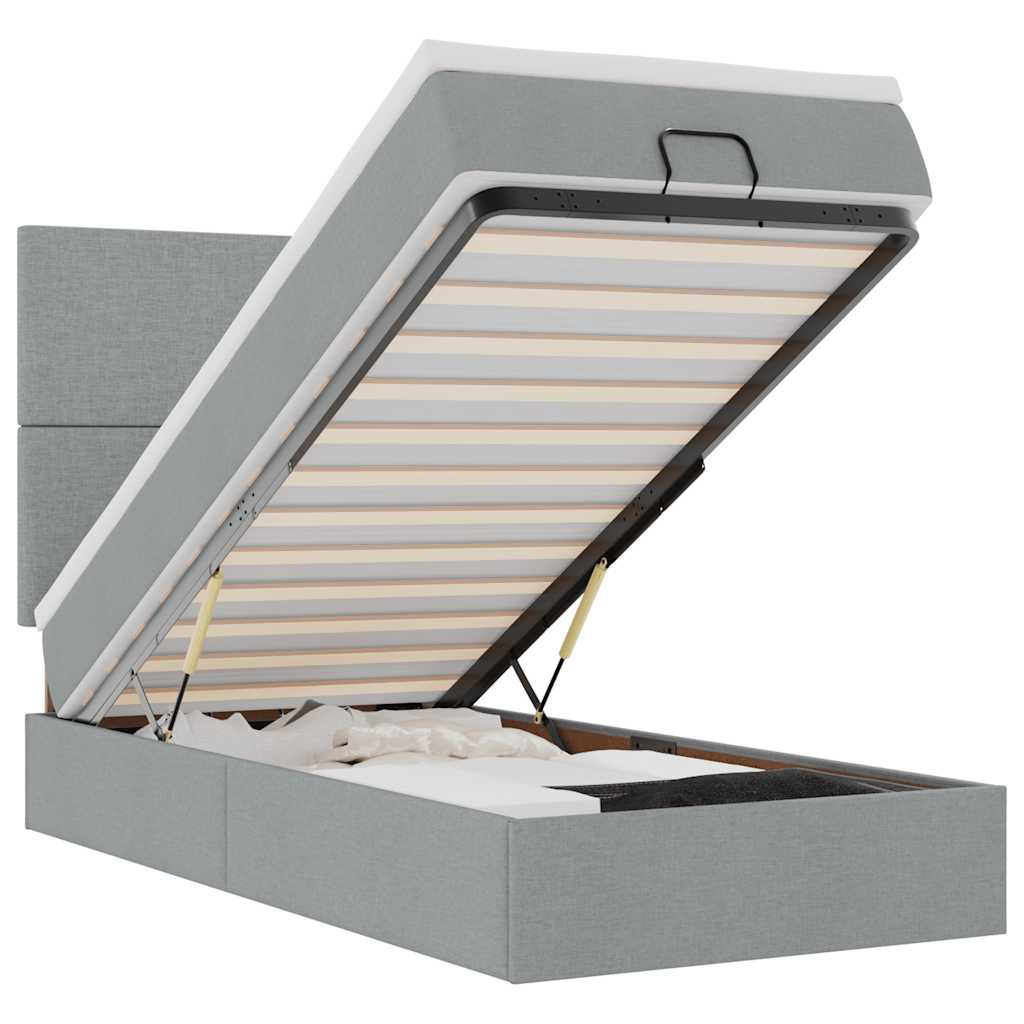 vidaXL Pouf Letto con Materasso Grigio Chiaro 100x200 cm in Tessuto